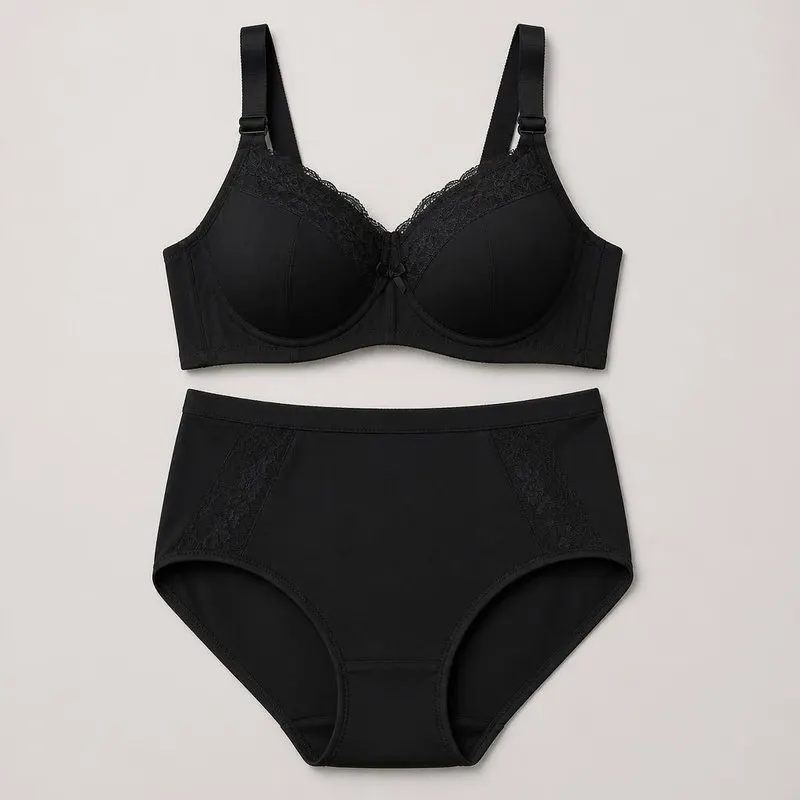 Lace Trim Bra & Brief Set