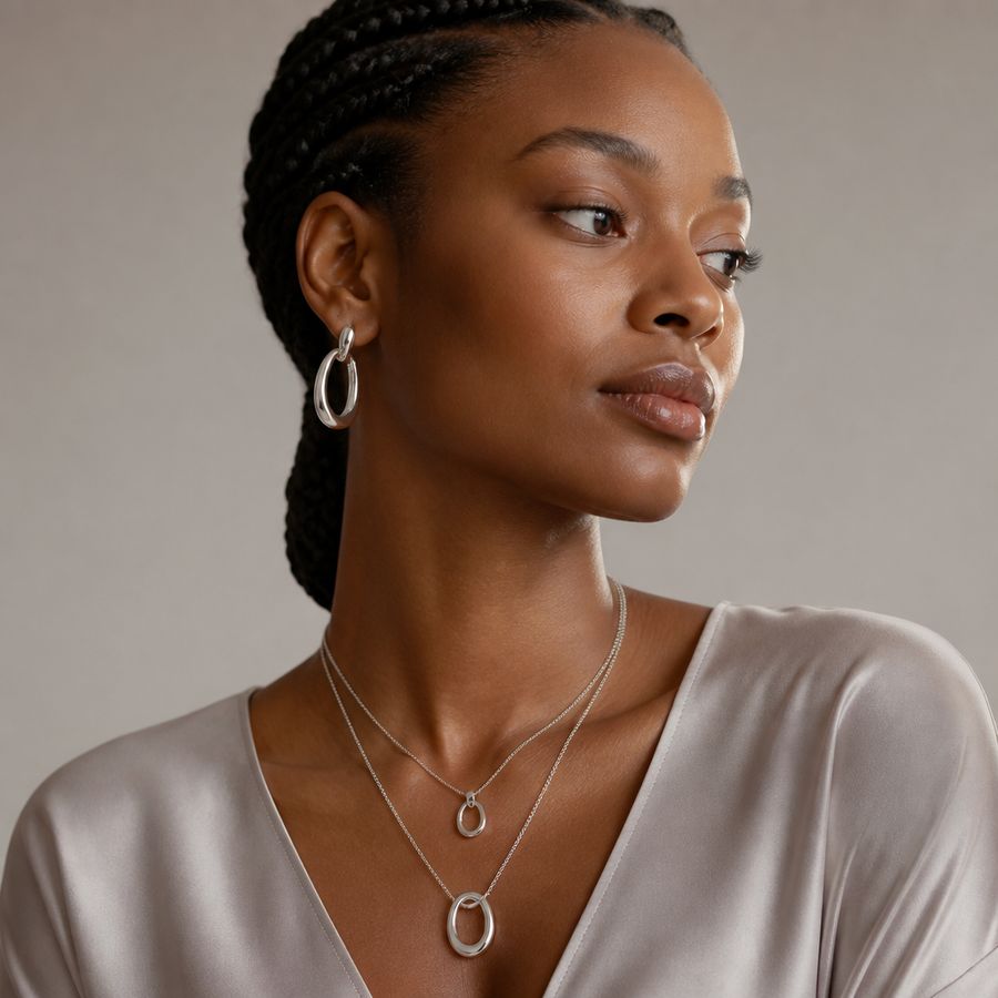 Silver Oval Link Set